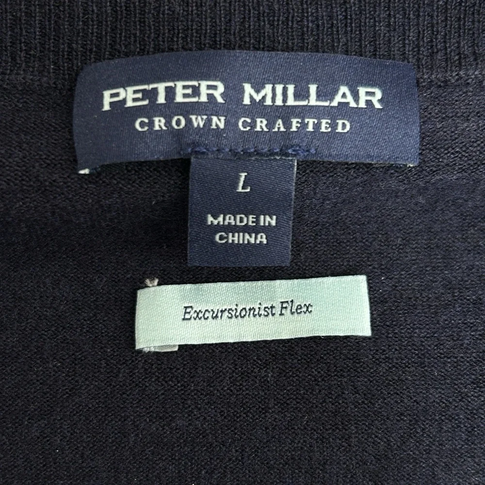 Peter Millar Crown Excursionist Sweater L Golf Merino Wool Sartori Inv Blue Crew